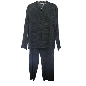 Liz Claiborne LIVVY Women Blk/Wht L Plaid Pants/Shirt Set Office Career Goth Y2K